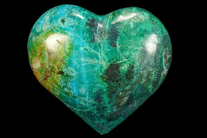 Polished Chrysocolla & Malachite Heart - Congo #83338